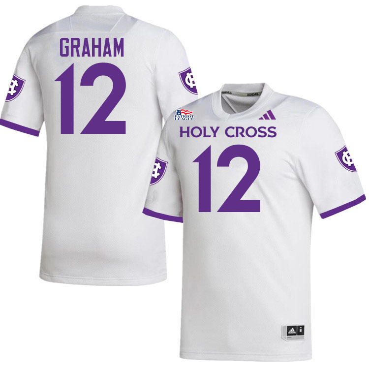 Holy Cross Crusaders #12 Braden Graham College Football Jerseys,Uniforms-White